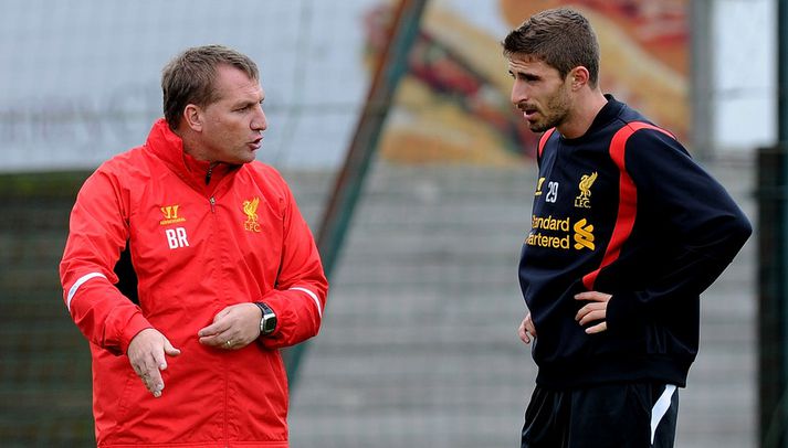 Rodgers og Borini á æfingu hjá Liverpool