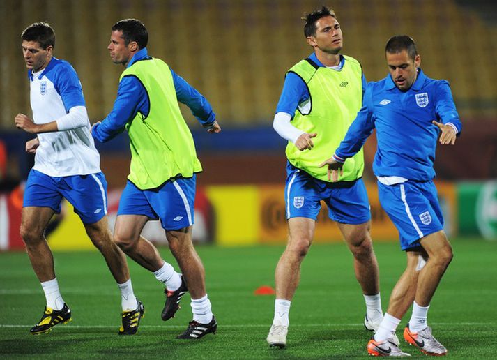 Steven Gerrard, Jamie Carragher, Frank Lampard og Joe Cole á æfingu með enska landsliðinu á HM.