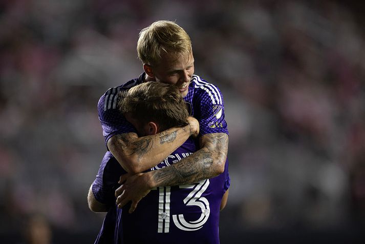 Dagur Dan Þórhallsson fagnar eftir markið sitt gegn Inter Miami í gærkvöld.
