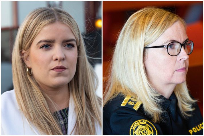 Áslaug Arna Sigurbjörnsdóttir dómsmálaráðherra og Halla Bergþóra Björnsdóttir, lögreglustjóri á höfuðborgarsvæðinu.