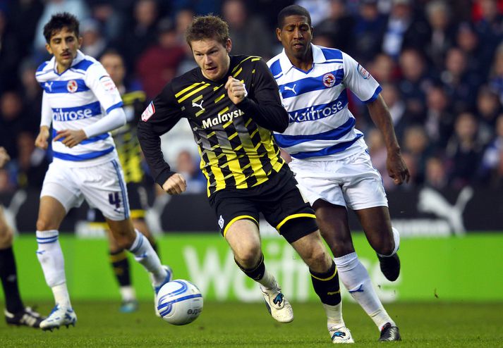 Aron Einar Gunnarsson í leiknum í dag.