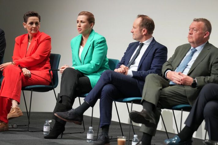 Nóg verður að gera hjá Mette Frederiksen (2.f.v.) að ræða við leiðtoga sex annarra flokka um stjórnarmyndun á morgun.