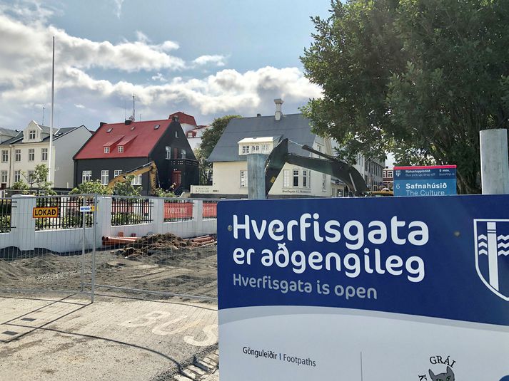Frá framkvæmdunum við Hverfisgötu árið 2019.