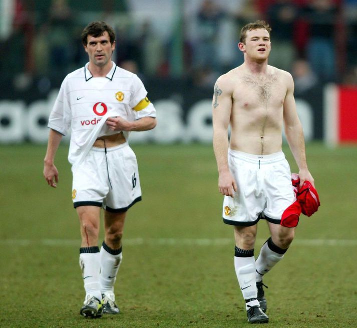 Rooney og Keane eftir leik gegn AC Milan í Meisatradeildinni.