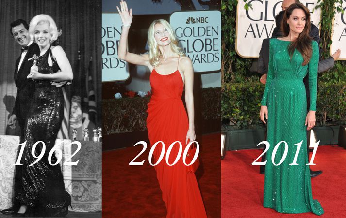 Marilyn Monroe árið 1962. Claudia Schiffer árið 2000. Angelina Jolie árið 2011.