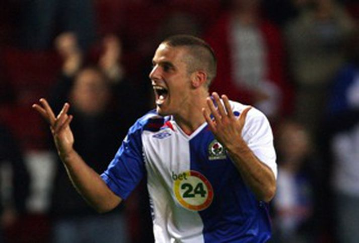 David Bentley fagnar hér marki sínu gegn MyPa í kvöld.
