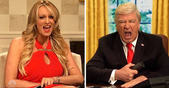 Stormy Daniels lék sjálfa sig í atriðinu.