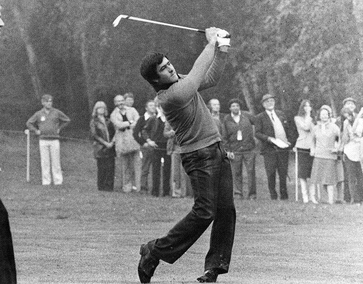 Goðsögn Seve Ballesteros verður lengi minnst fyrir afrek sín og frammistöðu á golfvellinum. Hér er hann í sveiflu á Wentworth árið 1978 þar sem hann var nær einráður um árabil á heimsmótinu í holukeppni.NordicPhotos/Getty