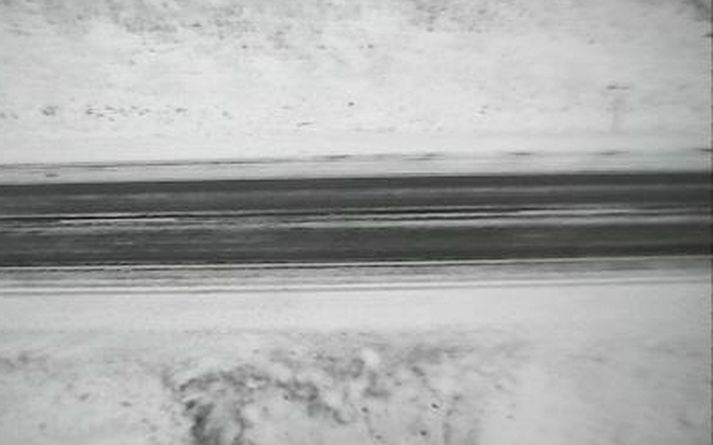 Svona leit Hellisheiðin út í morgun.