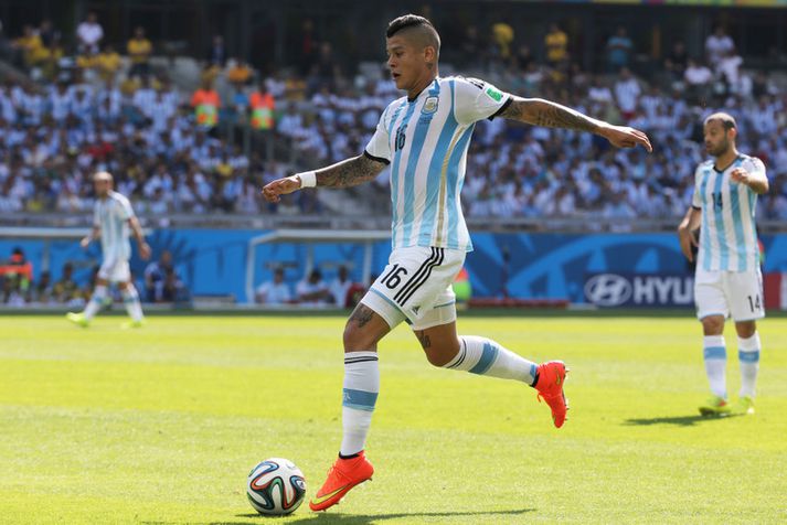 Marcos Rojo í leik með Argentínu á HM.