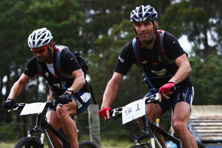 Mark Webber á fullri ferð fyrir slysið.