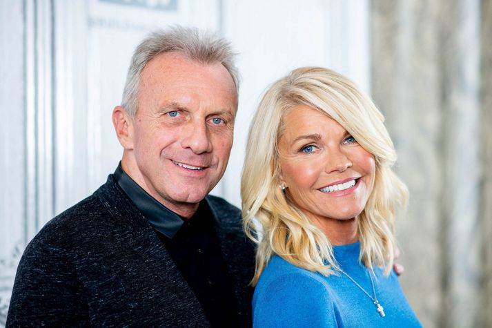 Joe Montana og eiginkona hans Jennifer á góðri stundu en þau komu sem betur fer í veg fyrir að kona færi í burtu með níu mánaða barnabarn þeirra.