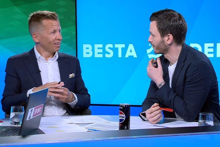 Atli Viðar Björnsson og Albert Brynjar Ingason voru ekki sammála í gær.