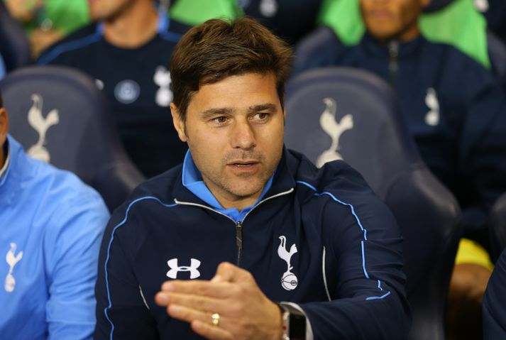 Pochettino á bekknum hjá Tottenham á dögunum.