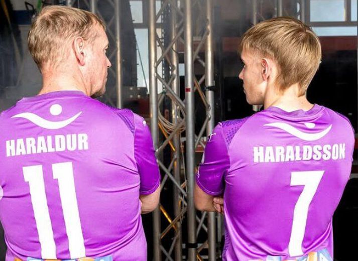 Feðgarnir Haraldur Ingólfsson og Haukur Andri Haraldsson.