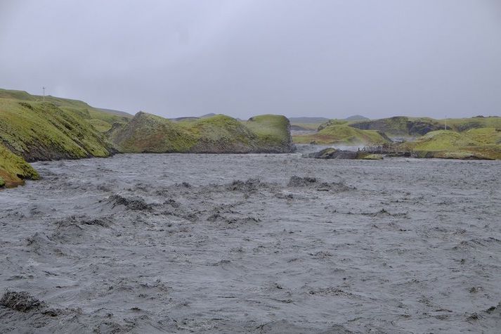 Frá vettvangi Skaftárhlaups síðasta haust en þá hljóp úr eystari Skaftárkatli. Nú er hins vegar hlaupið að koma úr vestari katlinum.