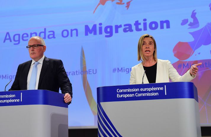 Frans Timmermans, varaforseti framkvæmdastjórnarinnar og Federica Mogherini, utanríkismálastjóri sambandsins