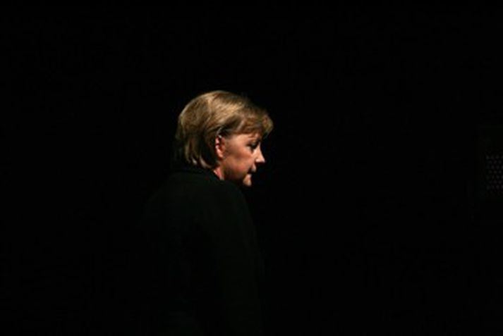 Angela Merkel, kanslari Þýskalands, á ríkisstjórnarfundi í dag.