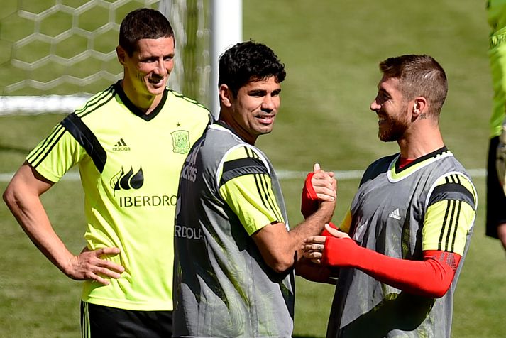 Diego Costa, Sergio Ramos og Fernando Torres á æfingu spænska landsliðsins.