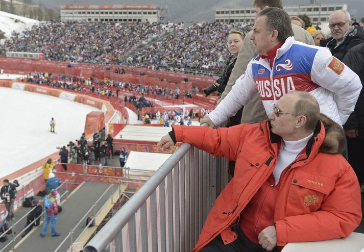 Vladimír Pútín á vetrarólympíuleikunum sem haldnir voru í Sochi í Rússlandi árið 2014. 