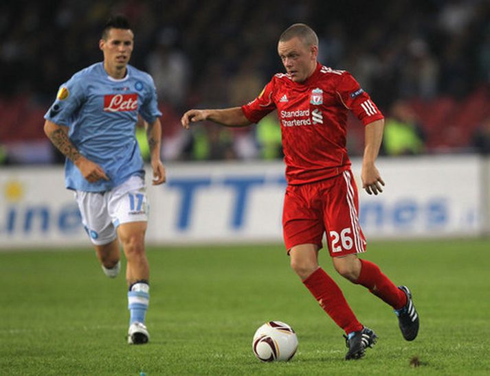 Jay Spearing í leik með Liverpool.