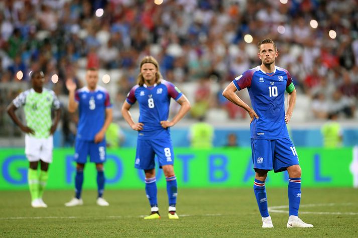 Gylfi Þór Sigurðsson fékk besta tækifæri íslenska liðsins í leiknum þegar hann klúðraði vítaspyrnu.