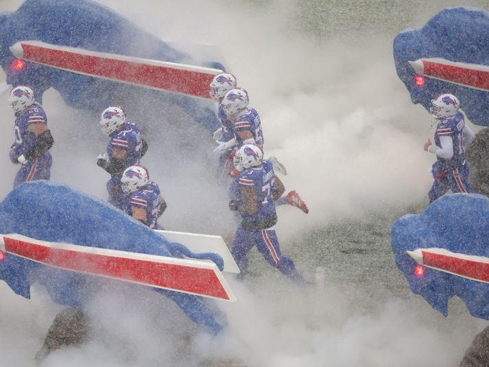 Leikmenn Buffalo Bills eru ekki óvanir því að leika í snjókomu.