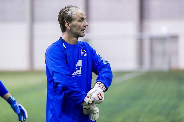 Endastöð? Gunnleifur Gunnleifsson á æfingu landsliðsins.