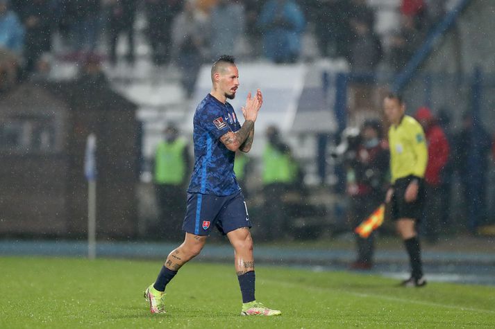 Marek Hamsik er þekktur fyrir sinn fræga hanakamb.