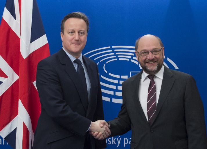 David Cameron fundaði með Martin Schultz, forseta Evrópuþingsins, í morgun.