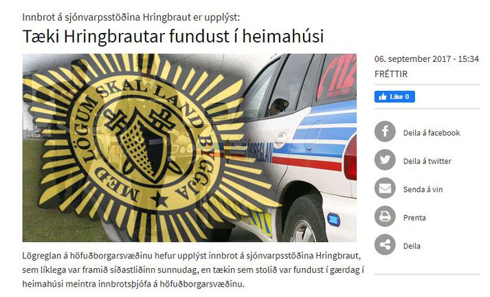 Hringbraut greindi frá þjófnaðinum.