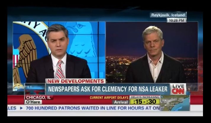 Kristinn Hrafnsson lenti í orðahnippingum við Jeffrey Toobin sem ekki vildi skilja líkingar Kristins.