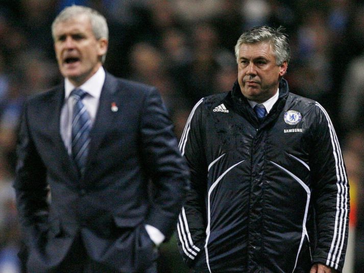 Carlo Ancelotti, stjóri Chelsea í leiknum í dag.