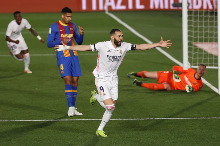 Karim Benzema er ein aðalástæða þess að Real er yfirhöfuð í titilbaráttu í ár.