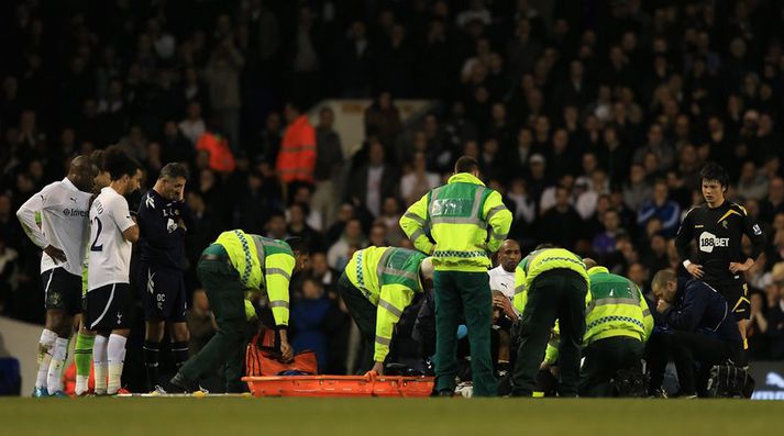 Fabrice Muamba leikmaður Bolton fékk hjartaáfall í leiknum gegn Tottenham á laugardaginn.