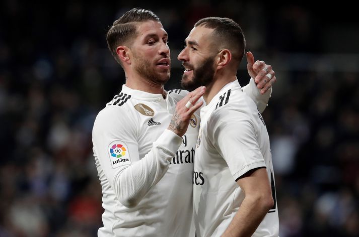 Ramos og Benzema fagna.