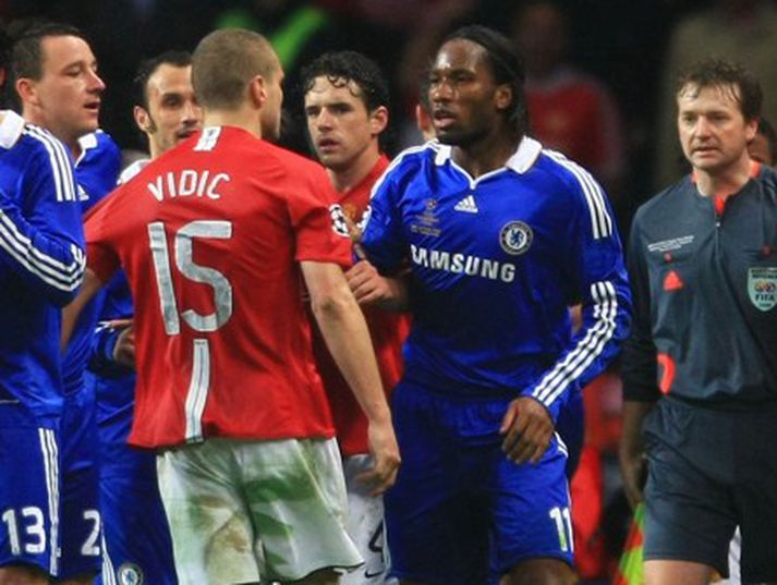 Vidic og Drogba tókust á í úrslitaleiknum í Moskvu