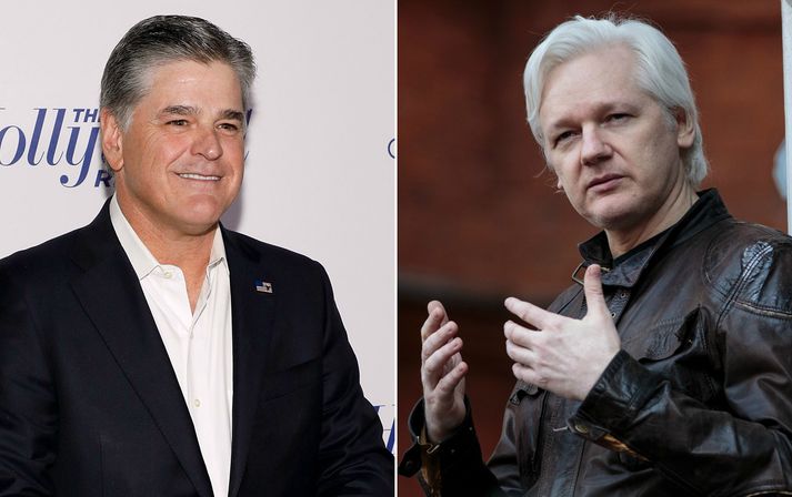 Sean Hannity og Julian Assange.