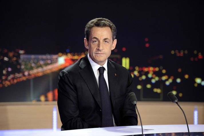 Sarkozy á sjónvarpsstöðinni TF1 í dag.