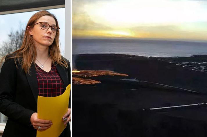 Gróðurhús ORF í Grindavík er stuttu frá hraunjaðrinum. Forstjórinn Berglind Rán Ólafsdóttir segir skrítið að sjá hraunið renna í átt að húsinu.