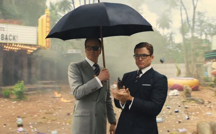 Colin Firth og Taron Egerton í hlutverkum Harry og Gary.