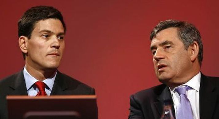 David Miliband ásamt Gordon Brown, forsætisráðherra Breta. Mynd/ AP.