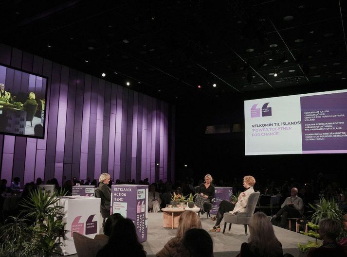 Frá umræðum á Heimsþingi kvenleiðtoga í gær. 