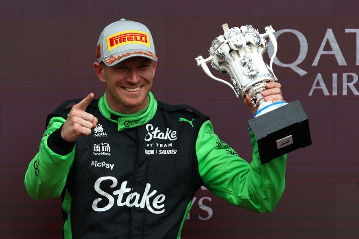 Nico Hulkenberg komst á verðlaunapall í fyrsta sinn síðan hann byrjaði í Formúlu 1 árið 2010.