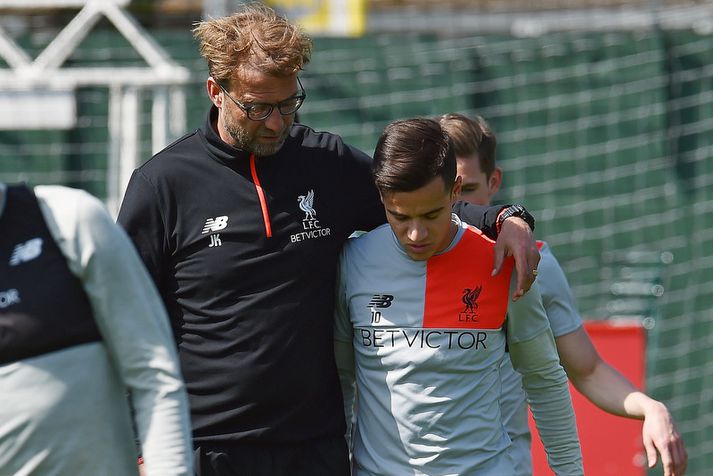 Philippe Coutinho og Jürgen Klopp.