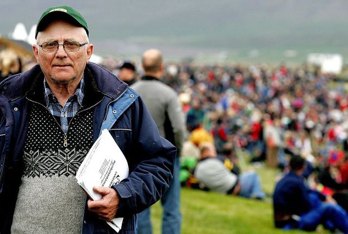 Sáttur Victor Ágústsson hefur farið á öll landsmót frá árinu 1980 en fékk nú í fyrsta sinn að spreyta sig á keppnisvellinum. Þrátt fyrir að hafa ekki komist í milliriðill er hann hæstánægður með árangurinn.
