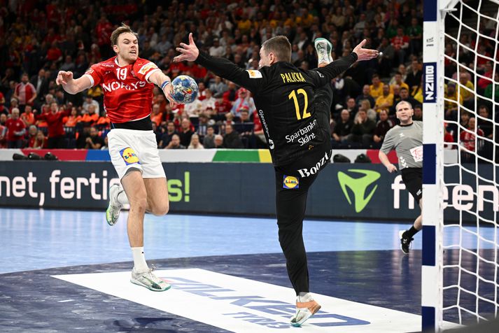 Mathias Gidsel skoraði tíu fyrir Dani í kvöld.