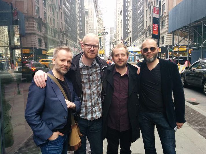 F.v. Bergur Þór Ingólfsson, Ívar Páll Jónsson, Stefán Örn Gunnlaugsson og Karl Pétur Jónsson á góðri stundu í New York.