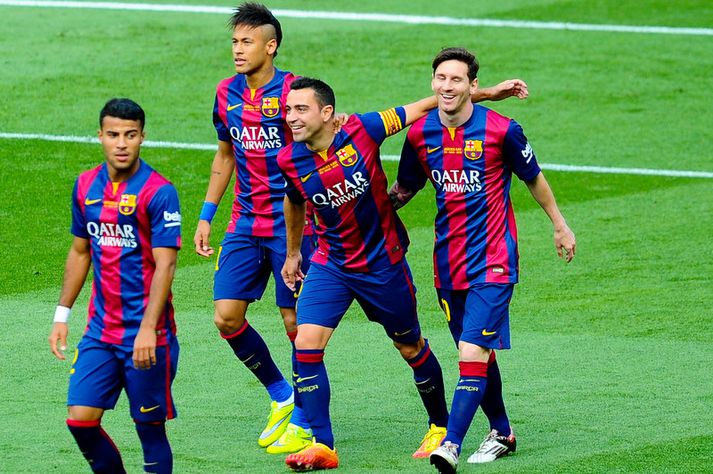 Xavi, Lionel Messi og Neymar.