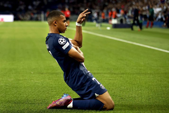 Kylian Mbappe fagnar marki fyrir Paris Saint-Germain en þessi frábæri leikmaður vill komast í burtu frá félaginu.